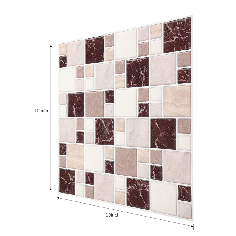 MT1002 - Mosaic Decals Peel And Stick Backsplash Tile , 10" x 10" Marble Checkered Tile