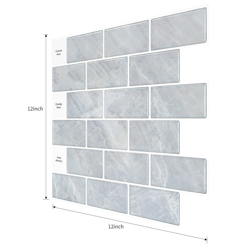 MT1027 - Subway Peel and Stick Backsplash Tile , 12" x 12" grey marble Tile