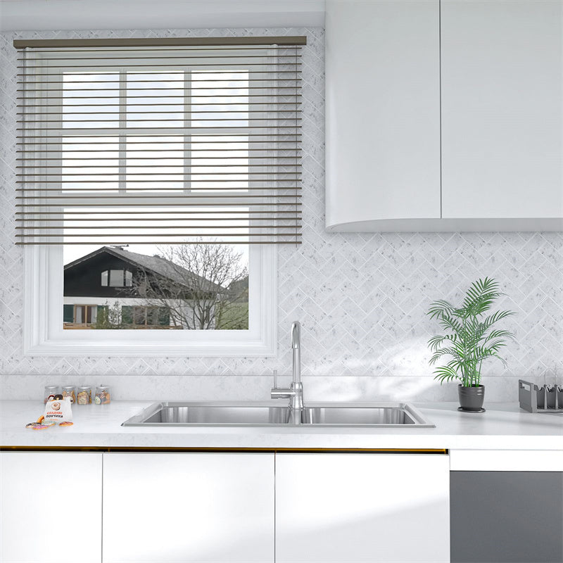 MT1121 - Herringbone Decals Peel And Stick Backsplash Tile , 12" x 12" Marble Tile