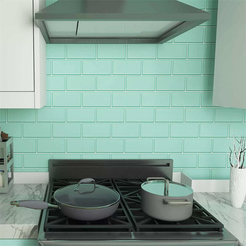 MT1097 - Subway Peel And Stick Backsplash Tile , 12" x 12" Green Marble Tile