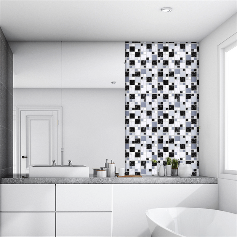 MT1003 - Mosaic Decals Peel And Stick Backsplash Tile , 10" x 10" Marble Checkered Tile