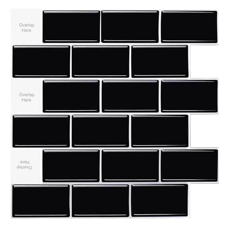 MT1193 - Subway Peel and Stick Backsplash Tile , 12" x 12" black Tile