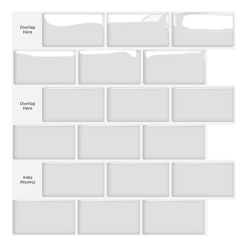 MT1224 - Subway Peel and Stick Backsplash Tile , 12" x 12" White Tile