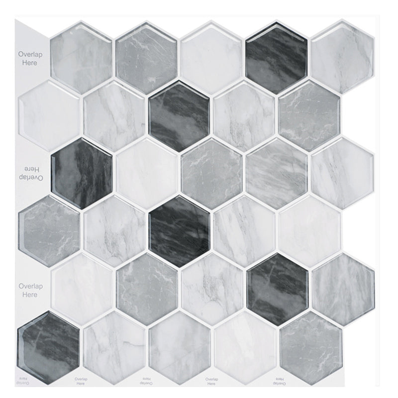 MT1084 - Regular hexagon Decals Peel And Stick Backsplash Tile , 12" x 12" Marble Tile