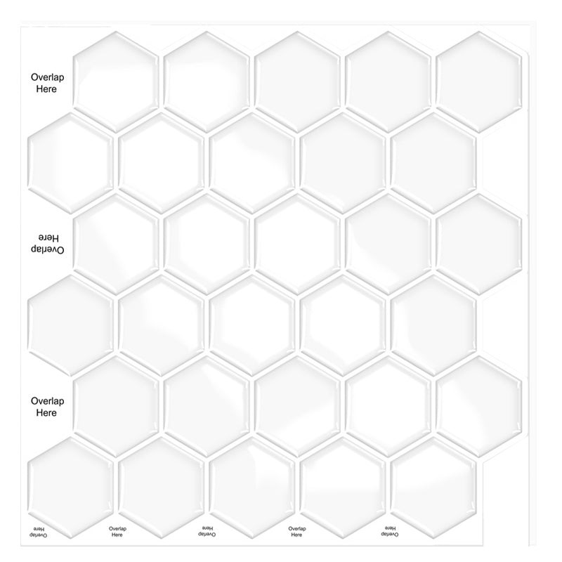 MT1190 - Regular hexagon Decals Peel And Stick Backsplash Tile , 12" x 12" White Tile