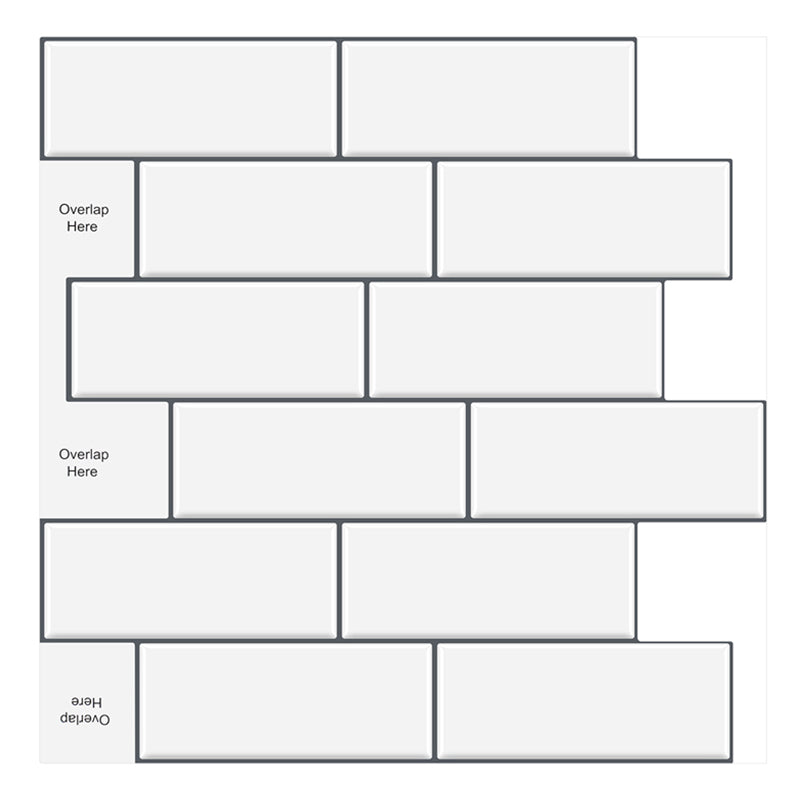 MT1061 - Subway Peel and Stick Backsplash Tile , 12" x 12" White marble Tile