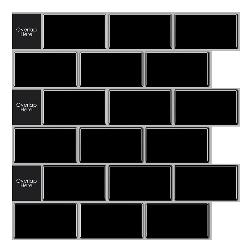 MT1205 - Subway Peel and Stick Backsplash Tile , 12" x 12" black Tile