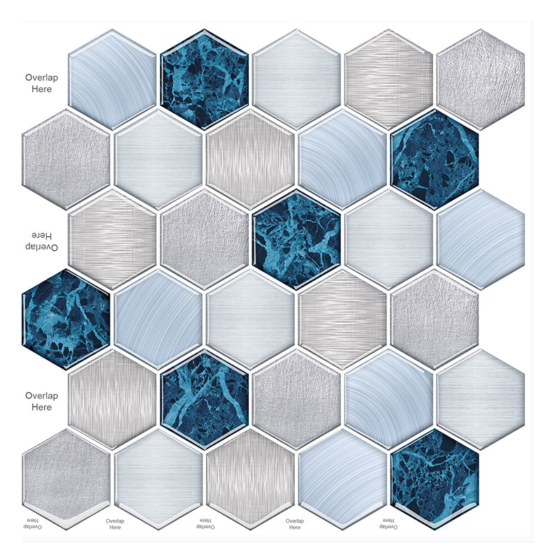 MT1228 - Hexagon Decals Peel And Stick Backsplash Tile , 12" x 12" White Tile