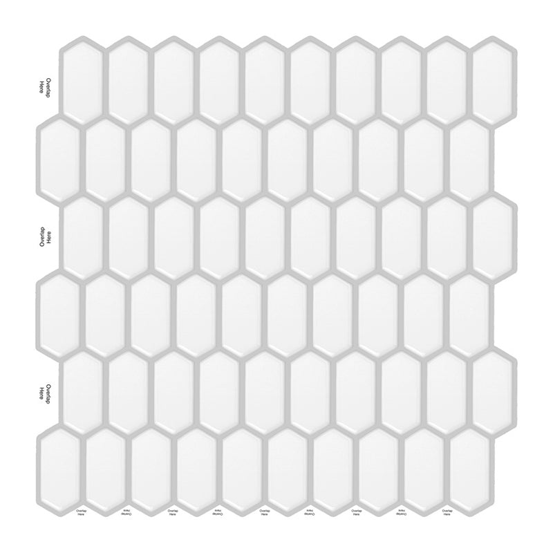 MT1138 - Long Hexagon Diamond Peel And Stick Backsplash Tile , 12" x 12" Tile