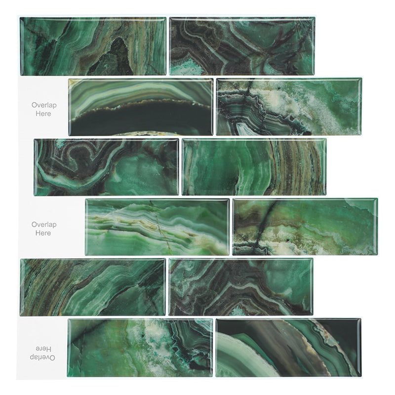 MT1166 - Subway Peel And Stick Backsplash Tile , 12" x 12" Dark Color Marble Tile