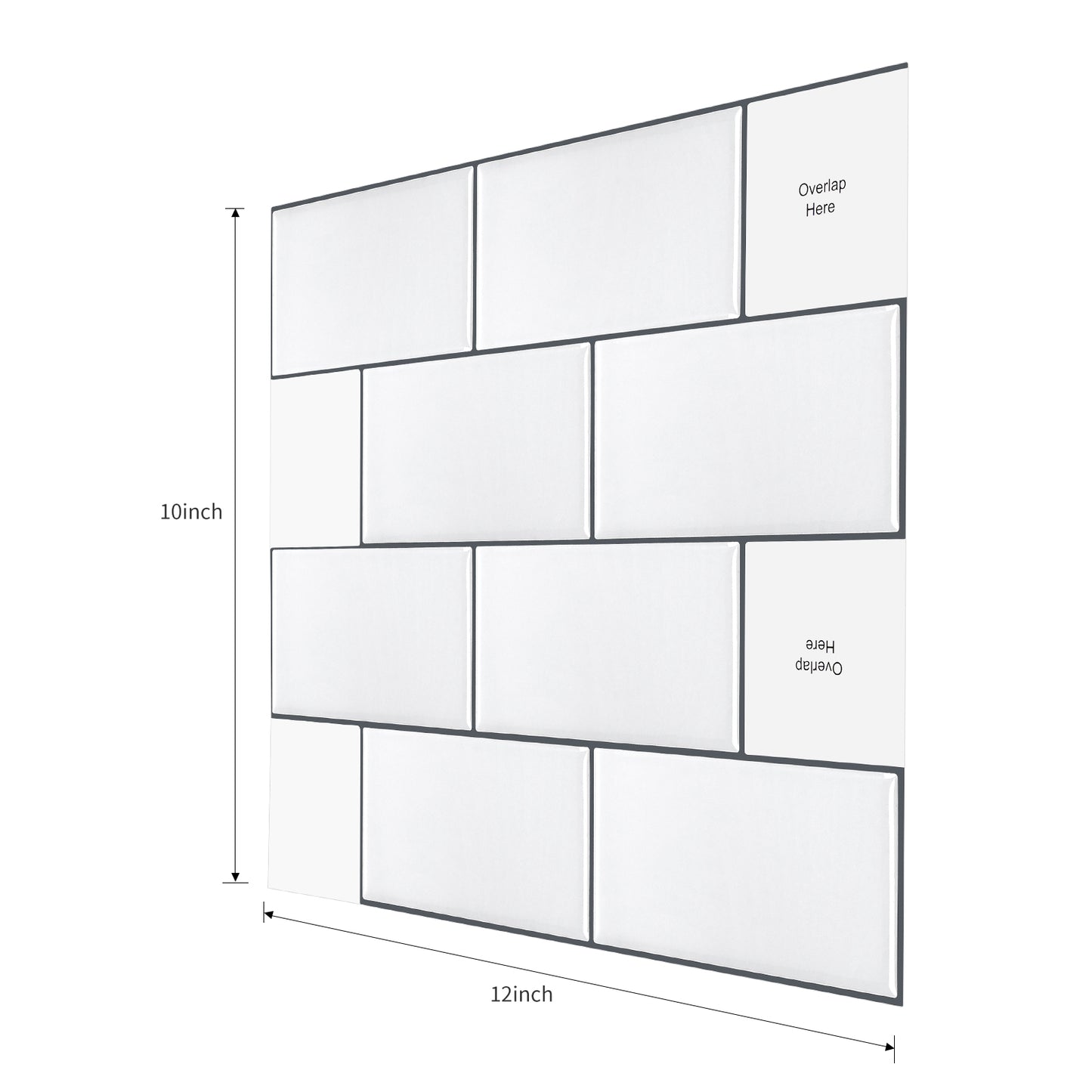 MT1089 - Subway Peel And Stick Backsplash Tile , 10" x 12" White Tile