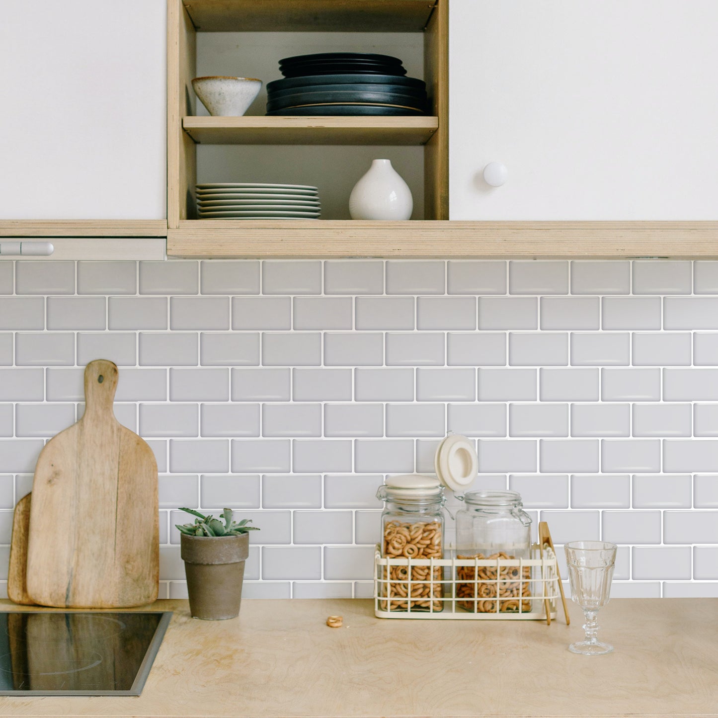 MT1224 - Subway Peel and Stick Backsplash Tile , 12" x 12" White Tile