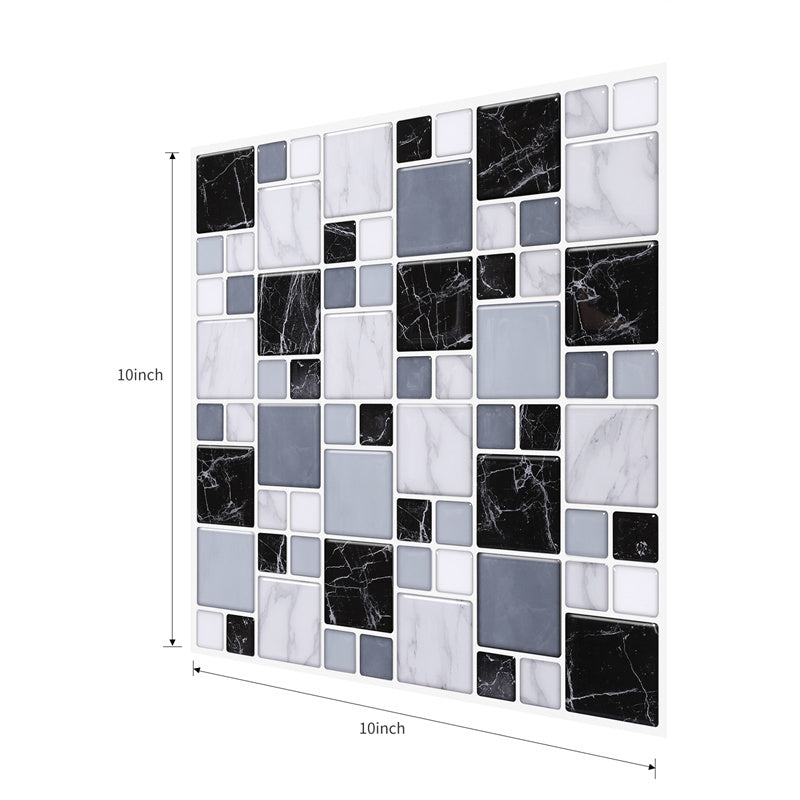 MT1003 - Mosaic Decals Peel And Stick Backsplash Tile , 10" x 10" Marble Checkered Tile