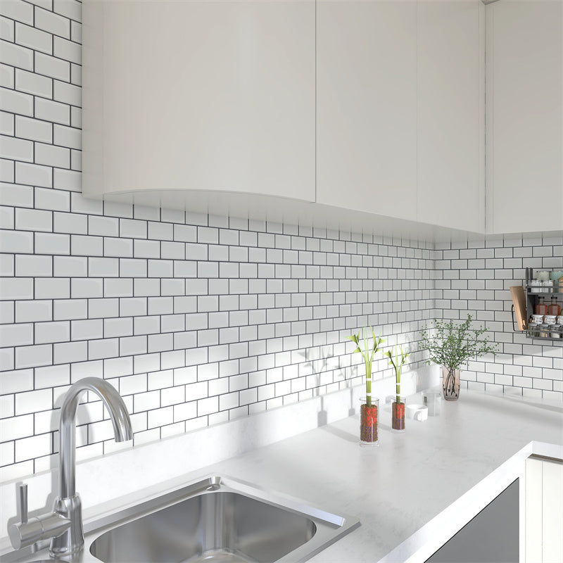 MT1010 - Subway Peel and Stick Backsplash Tile , 12" x 12" White marble Tile