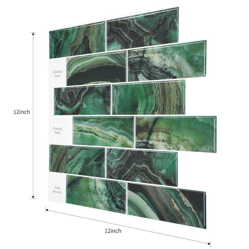 MT1166 - Subway Peel And Stick Backsplash Tile , 12" x 12" Dark Color Marble Tile