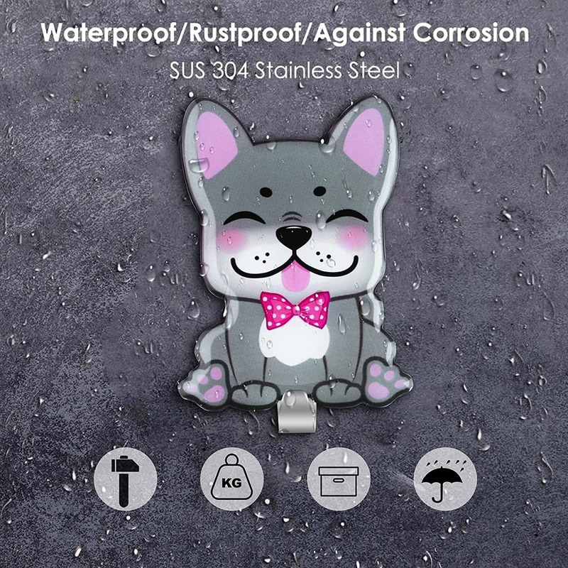 Dog Stainless Steel Adhesive Wall Hooks 4 pcs
