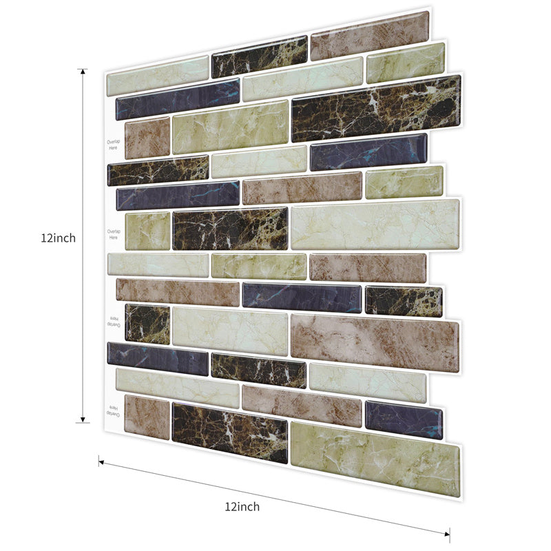 MT1035 - Oblong Walltiles Peel And Stick Backsplash Tile , 12" x 12" Marble Tile