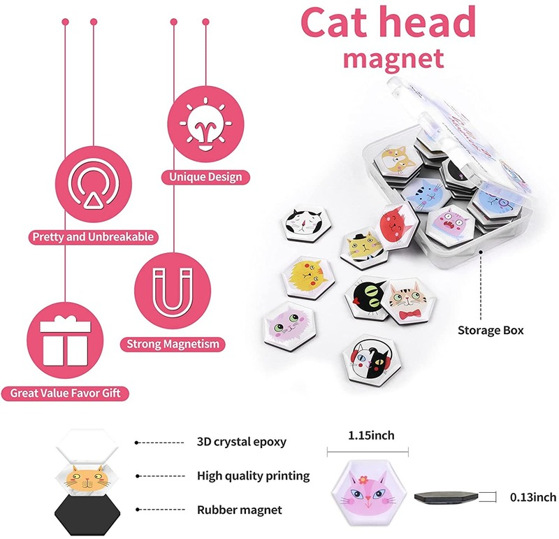 MORCART 30pcs Cats Head Fridge Magnets