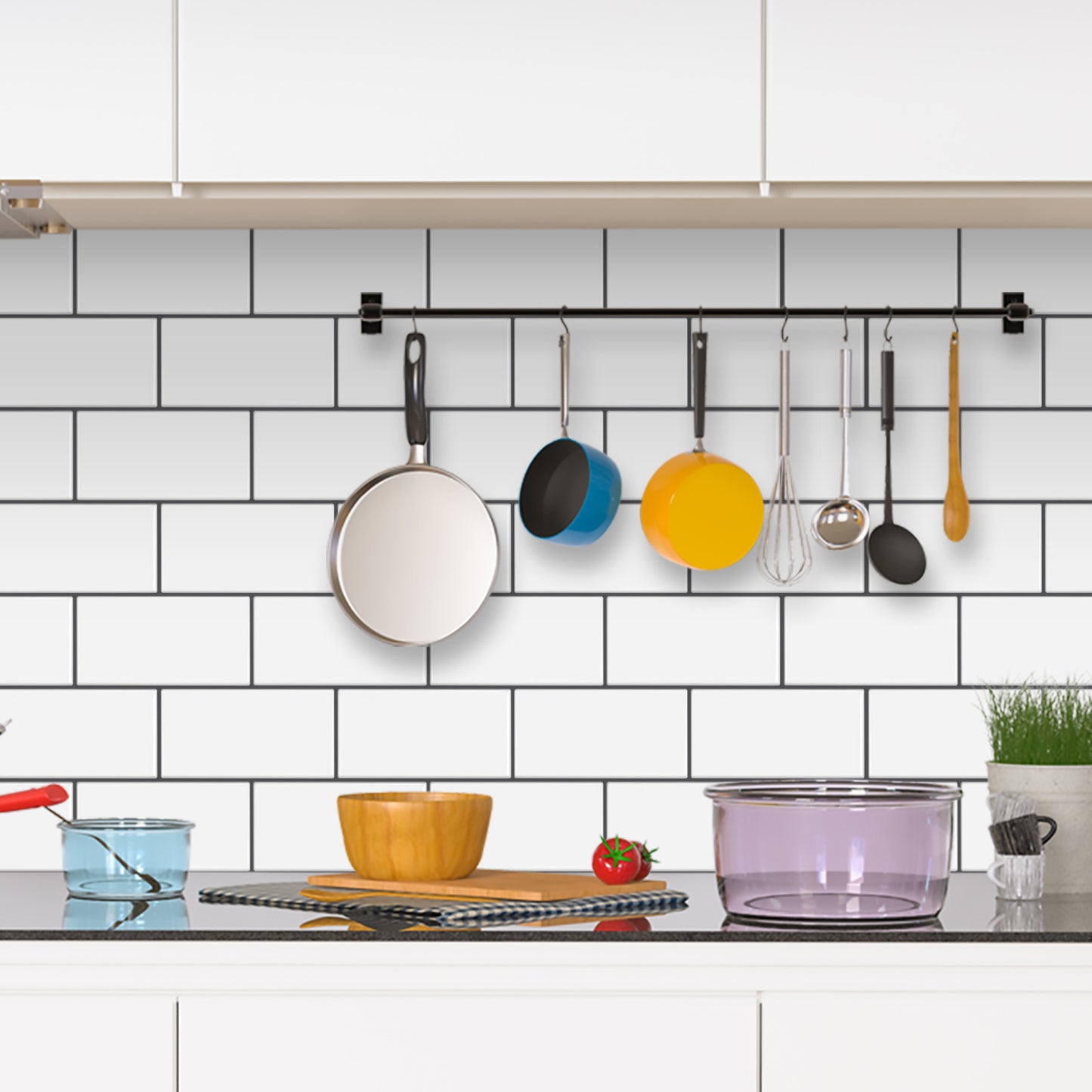 MT1089 - Subway Peel And Stick Backsplash Tile , 10" x 12" White Tile