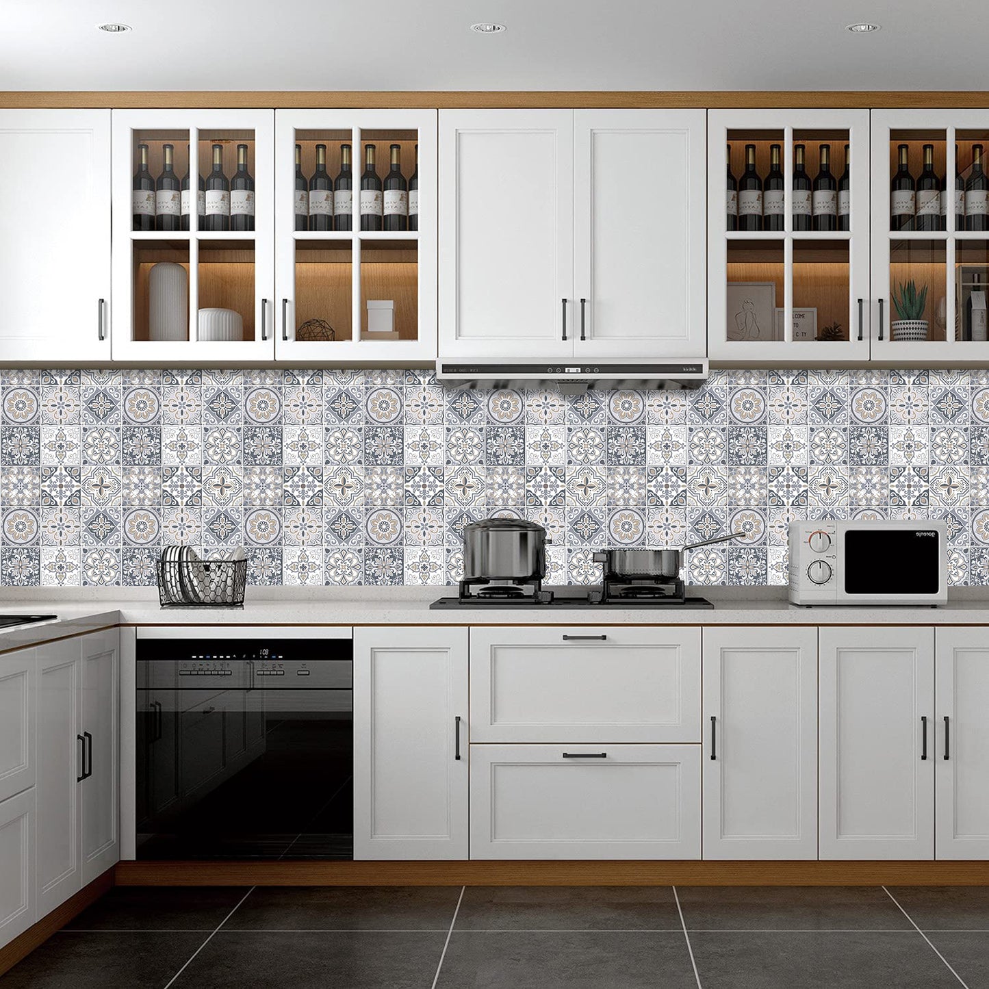 MT1211 - Baroque Decals Peel And Stick Backsplash Tile , 12" x 12"  Tile