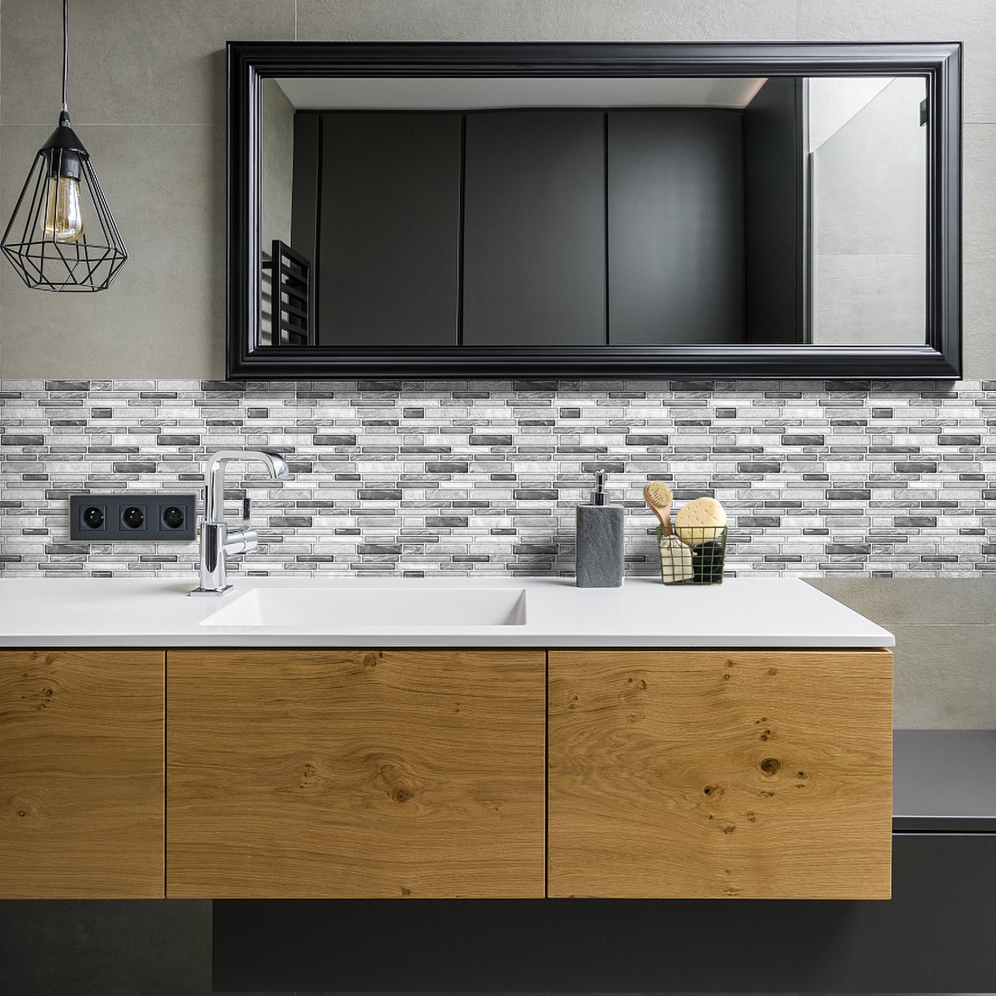 MT1140 - Oblong Walltiles Peel And Stick Backsplash Tile , 12" x 12" Marble Tile