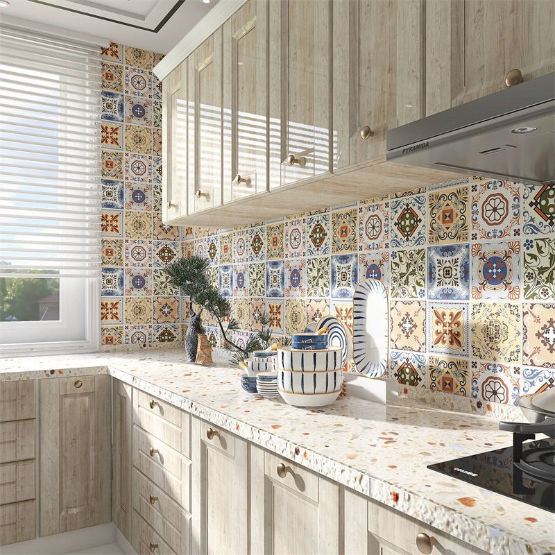MT1105 - Baroque Decals Peel And Stick Backsplash Tile , 12" x 12" Brown Tile