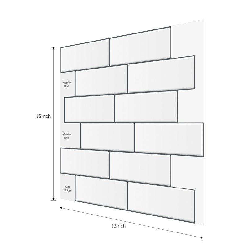 MT1061 - Subway Peel and Stick Backsplash Tile , 12" x 12" White marble Tile