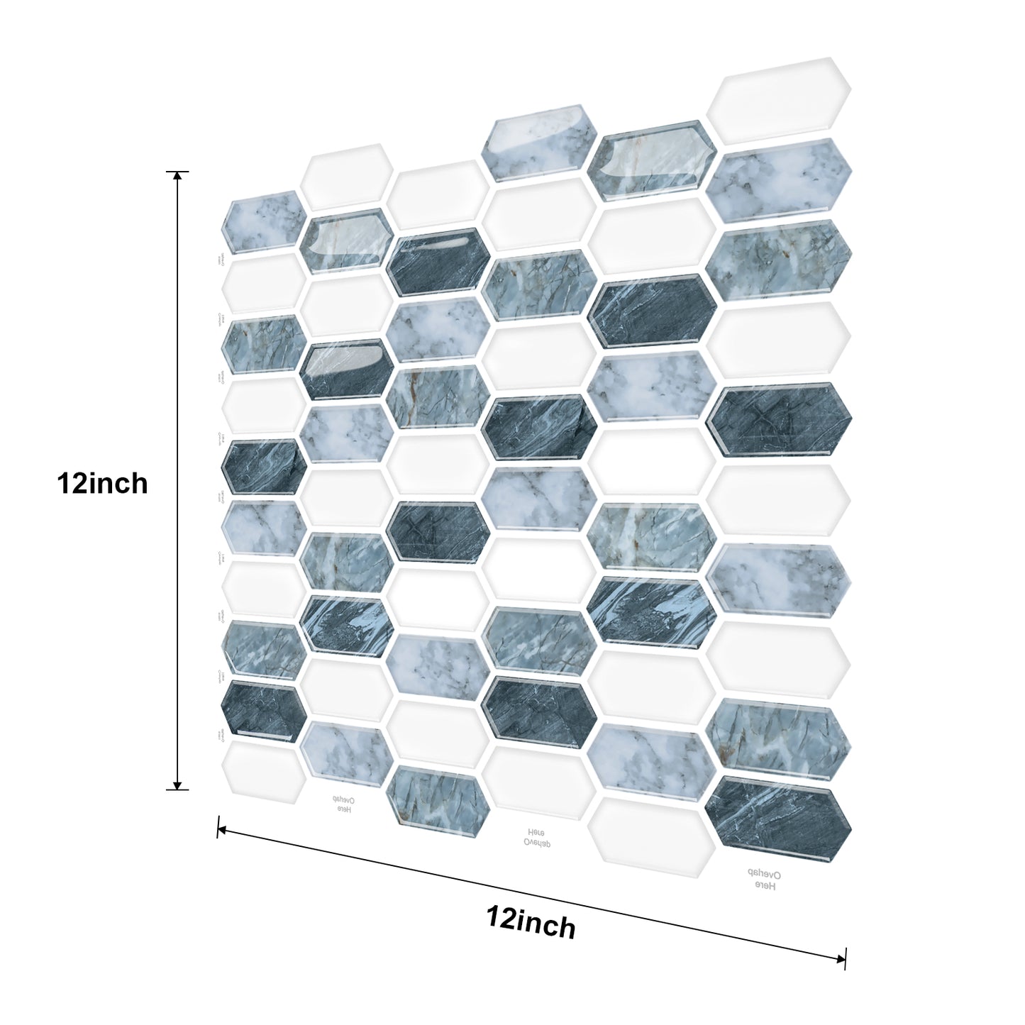 MT1254 - Off-white long hexagon hexagon Diamond Peel And Stick Backsplash Tile , 12" x 12" Tile