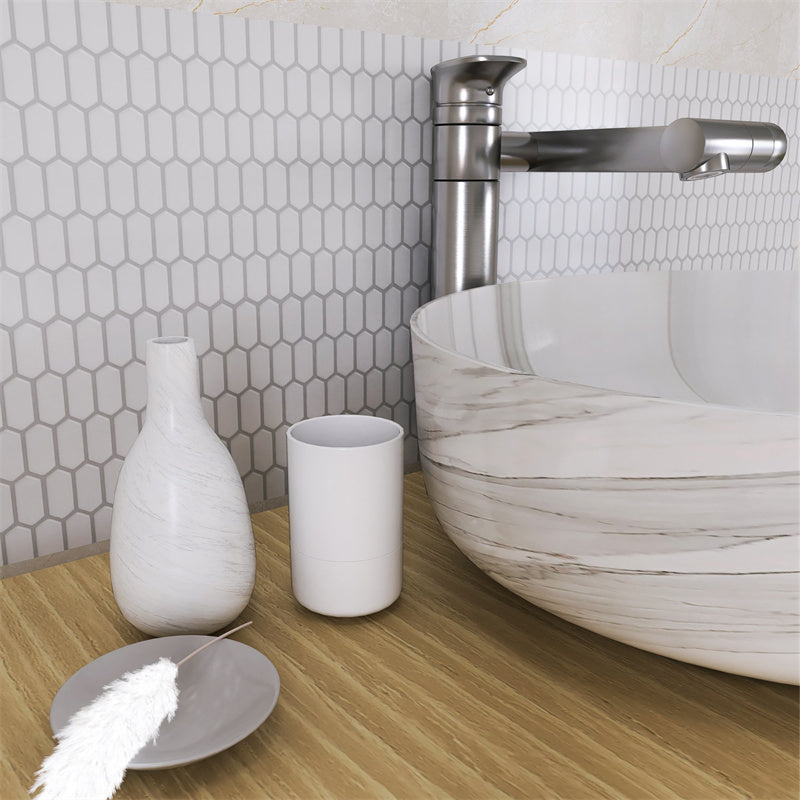 MT1138 - Long Hexagon Diamond Peel And Stick Backsplash Tile , 12" x 12" Tile