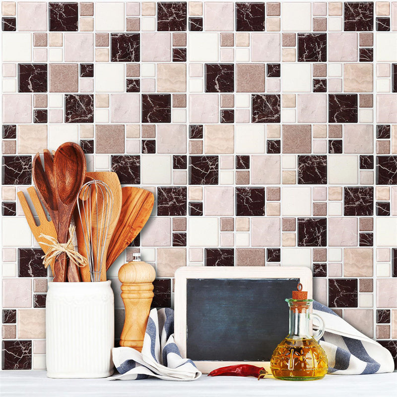 MT1002 - Mosaic Decals Peel And Stick Backsplash Tile , 10" x 10" Marble Checkered Tile