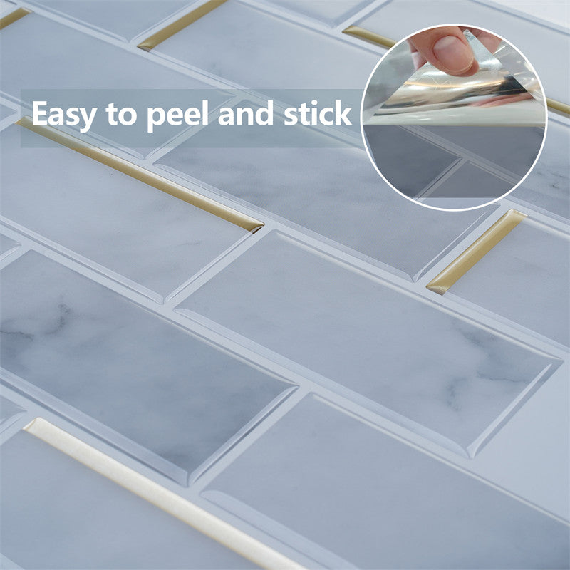 MT1181C - Oblong Walltiles Peel And Stick Backsplash Tile , 10" x 12" Marble Tile