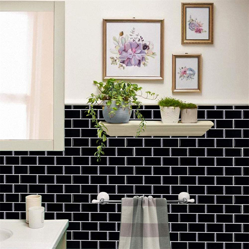 MT1193 - Subway Peel and Stick Backsplash Tile , 12" x 12" black Tile