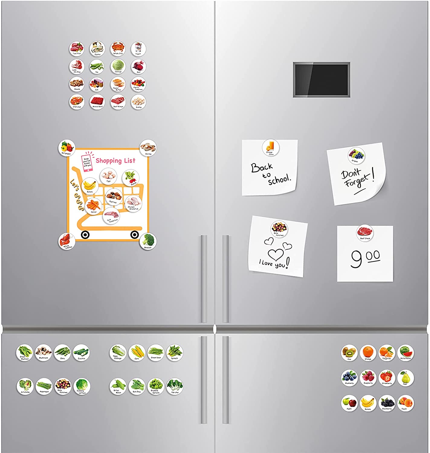 MORCART 96PCS Food List Fridge Magnets