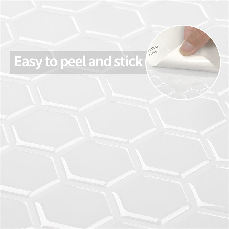 MT1190 - Regular hexagon Decals Peel And Stick Backsplash Tile , 12" x 12" White Tile