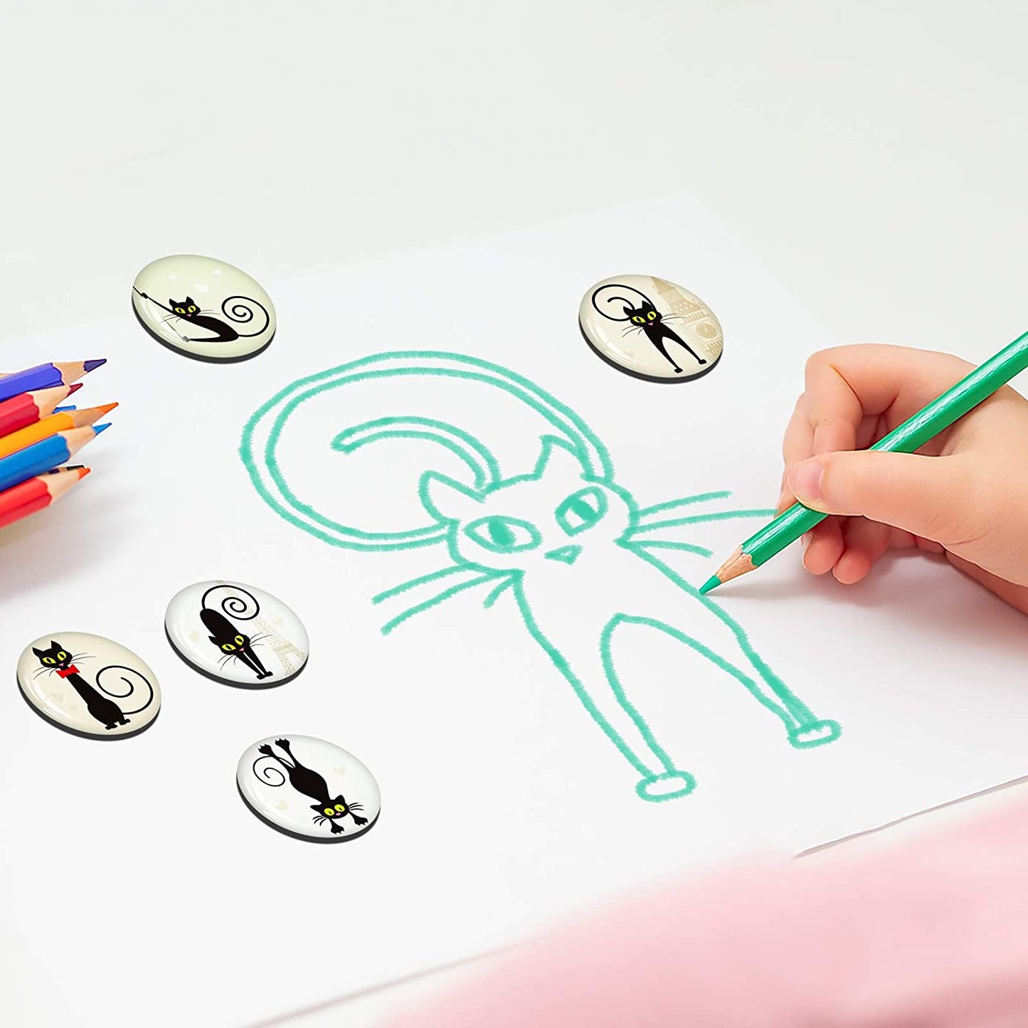 MORCART 30PCS Unique Black Cat Refrigerator Magnet