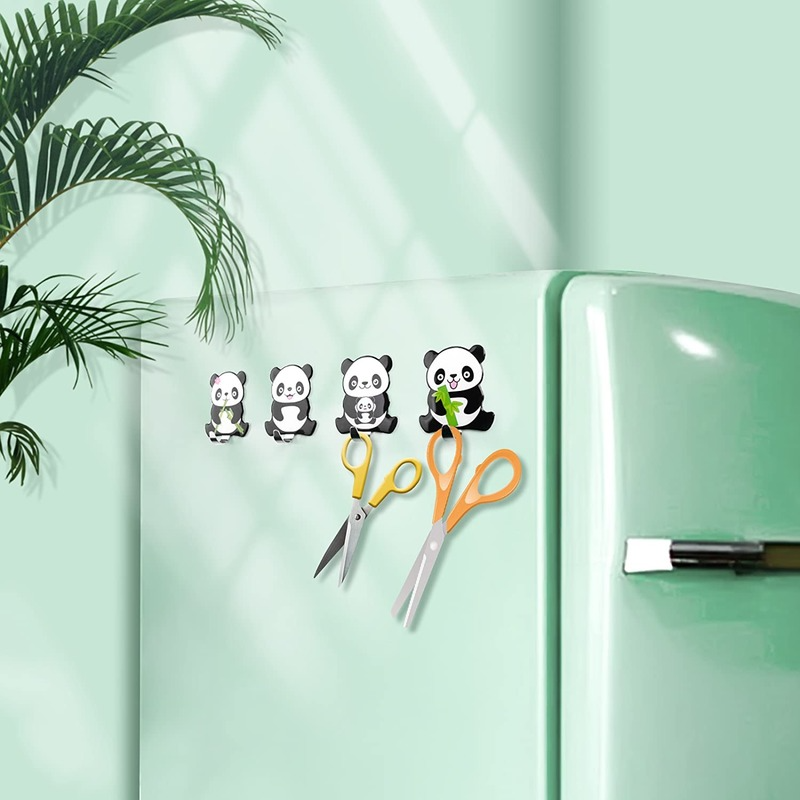 Cute Panda Stainless Steel Adhesive Wall Hooks 4 pcs
