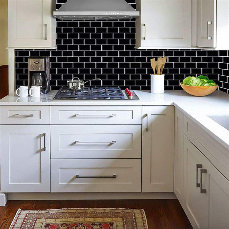 MT1193 - Subway Peel and Stick Backsplash Tile , 12" x 12" black Tile