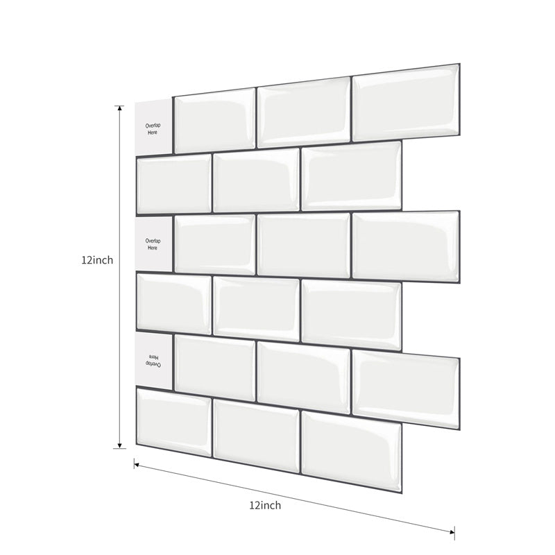 MT1010 - Subway Peel and Stick Backsplash Tile , 12" x 12" White marble Tile
