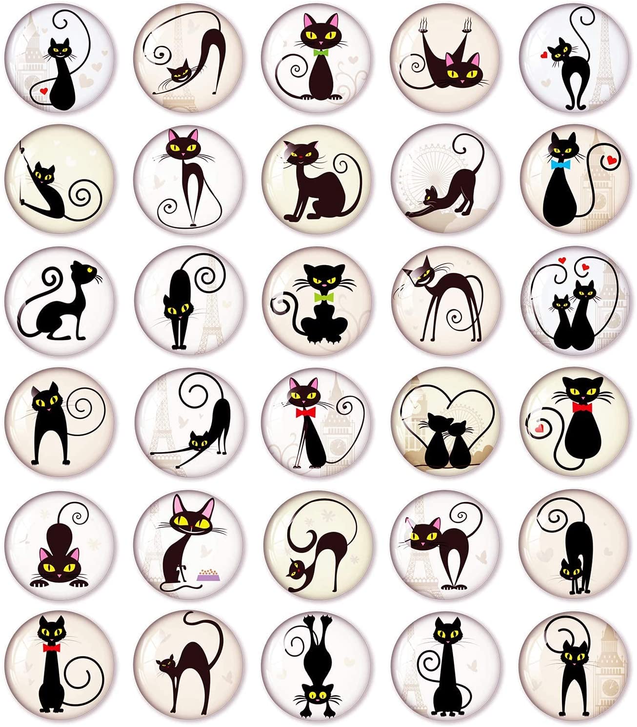 MORCART 30PCS Unique Black Cat Refrigerator Magnet
