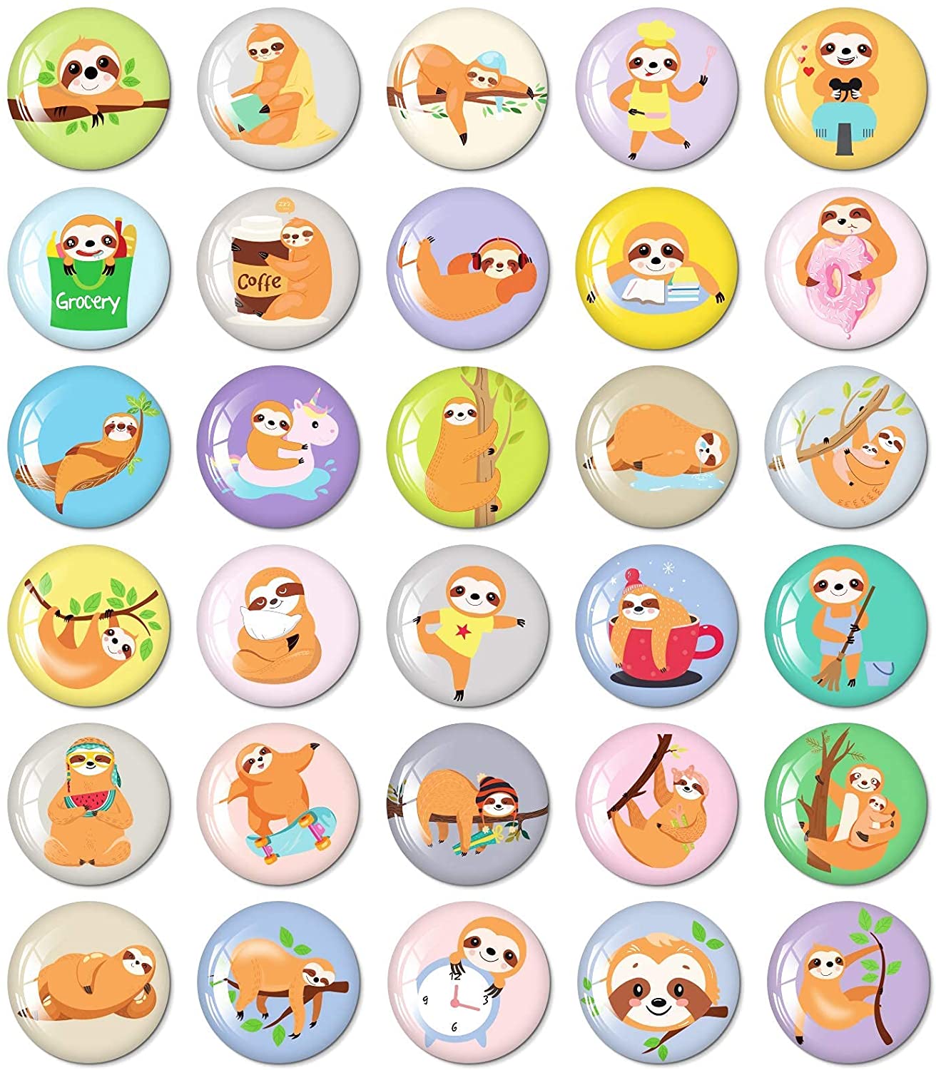 MORCART 30PCS Unique Sloth Refrigerator Magnet