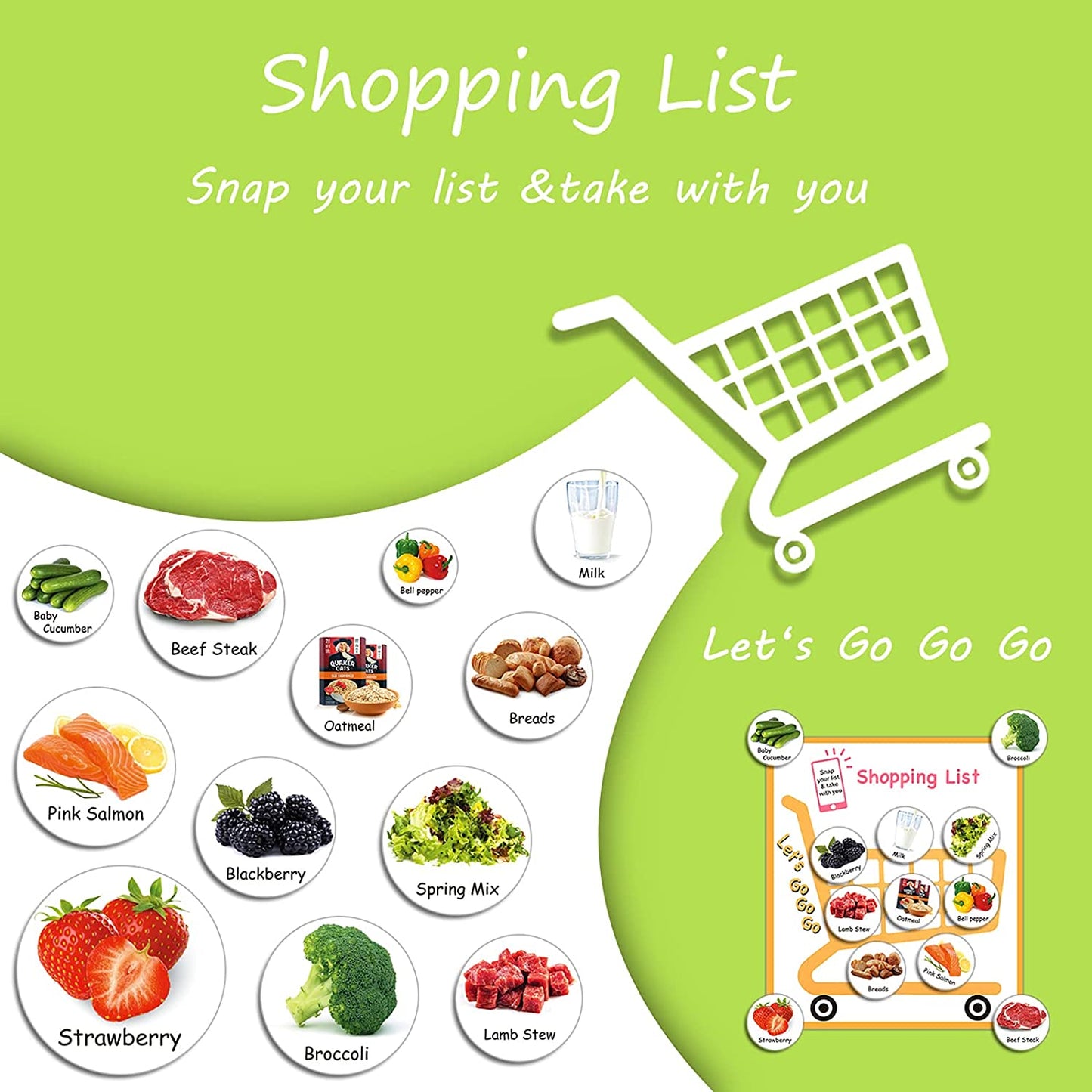 MORCART 96PCS Food List Fridge Magnets