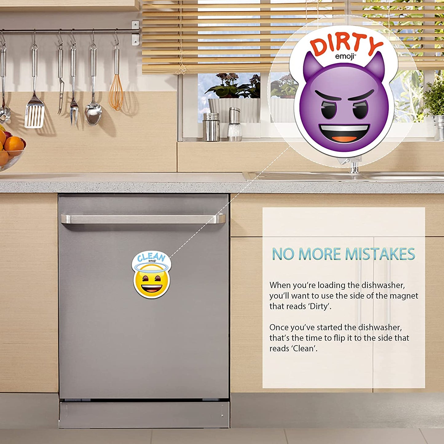 MORCART Angel Devil Emoji Clean Dirty Dishwasher Magnet