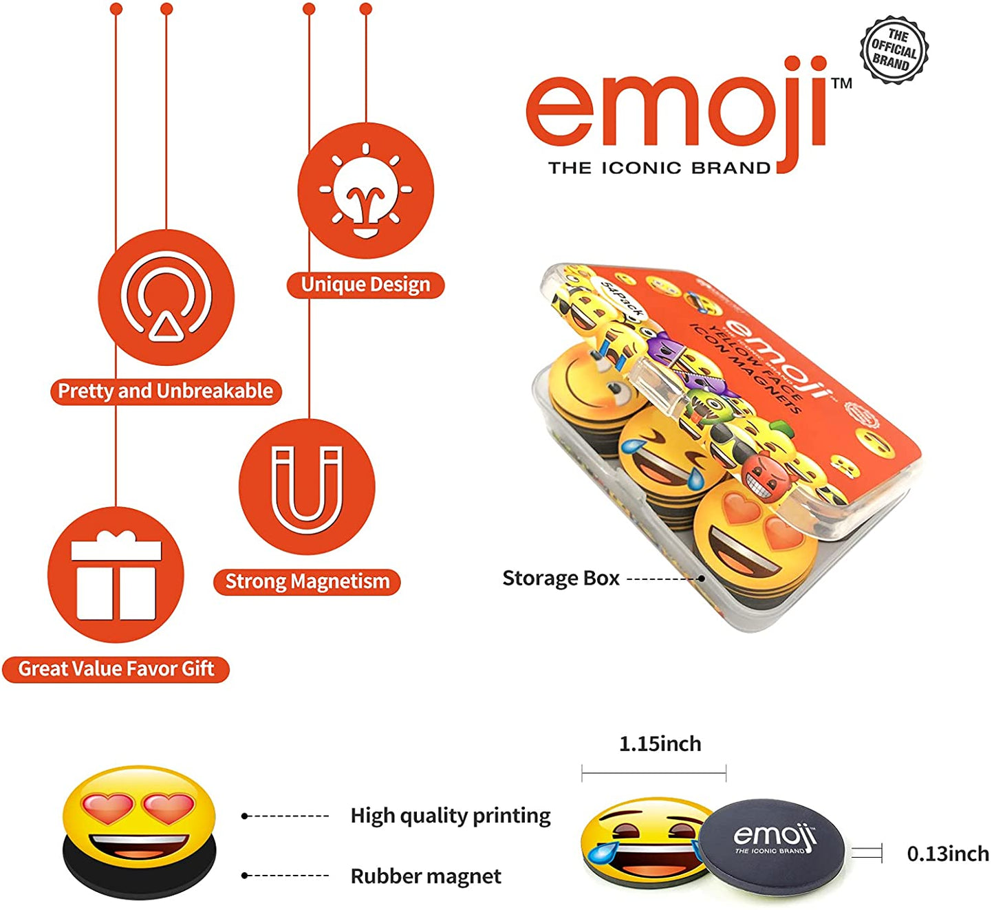 MORCART 50pcs Emoji Refrigerator Magnets