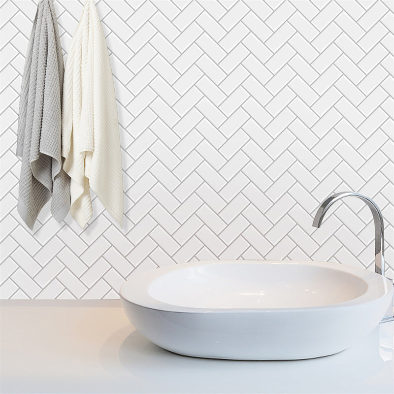 MT1070 - Herringbone Decals Peel And Stick Backsplash Tile , 12" x 12" White Tile