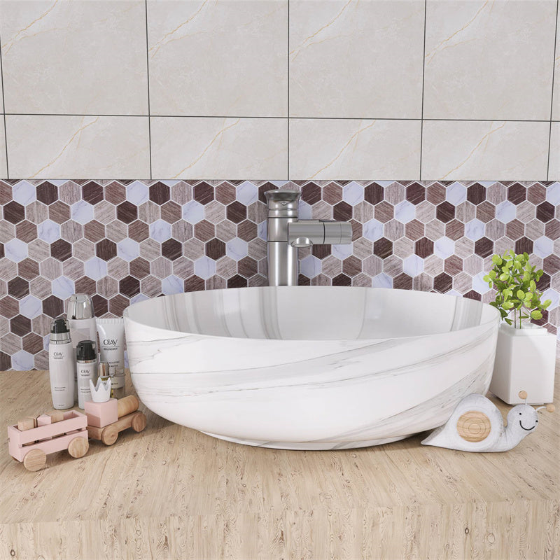 MT1177 - Regular hexagon Decals Peel And Stick Backsplash Tile , 12" x 12" Wood grain Tile