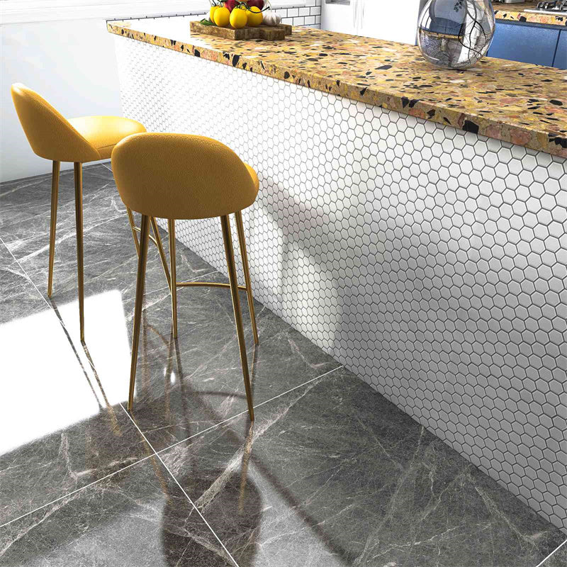 MT1142 - Regular hexagon Decals Peel And Stick Backsplash Tile , 12" x 12" White Tile