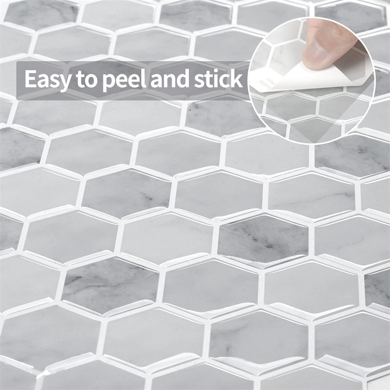 MT1185 - Regular hexagon Decals Peel And Stick Backsplash Tile , 12" x 12" Light blue Tile