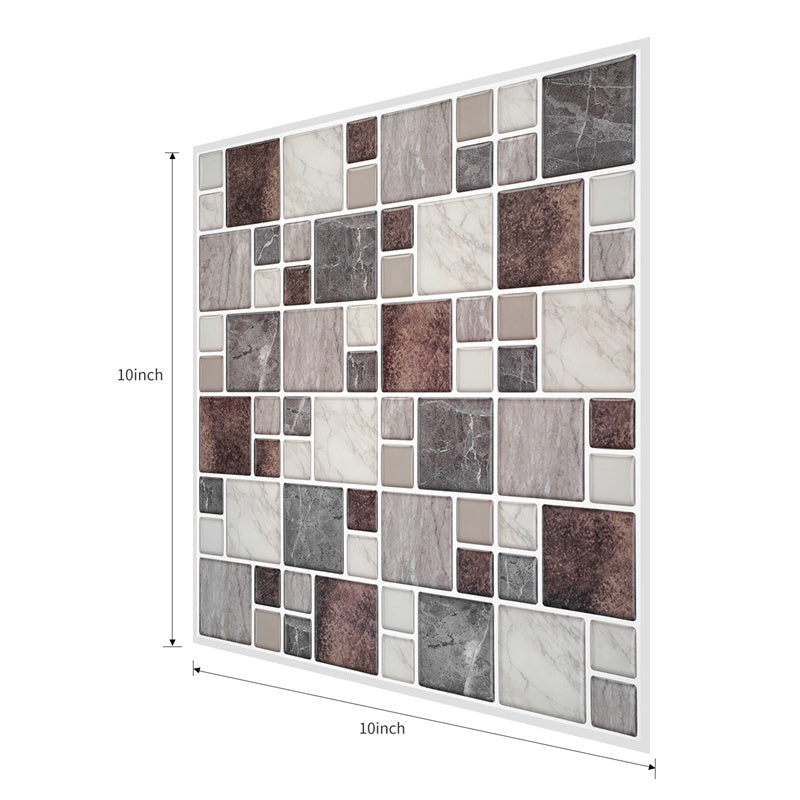 MT1052 - Mosaic Decals Peel And Stick Backsplash Tile , 10" x 10" Marble Checkered Tile