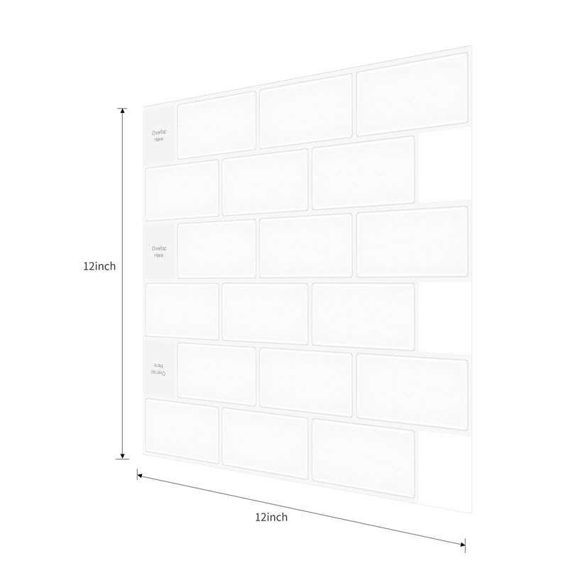MT1038 - Subway Peel And Stick Backsplash Tile , 12" x 12" White Tile