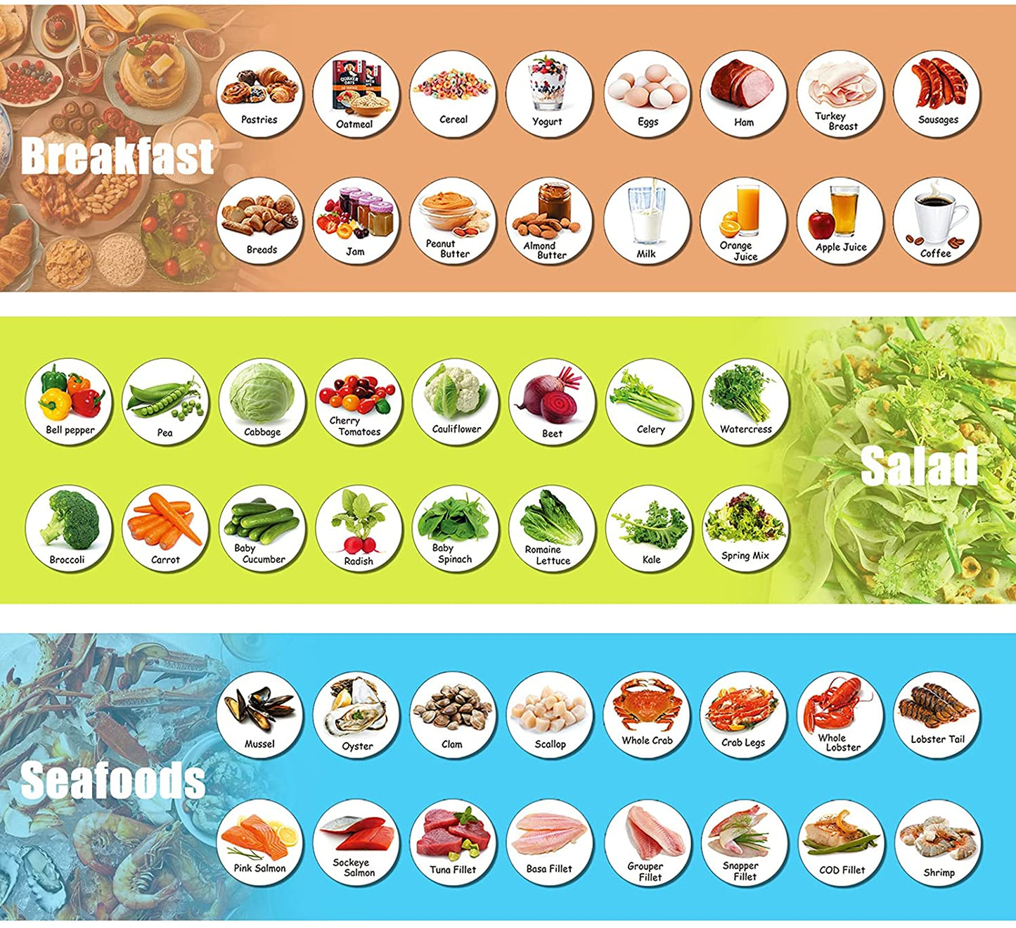MORCART 96PCS Food List Fridge Magnets